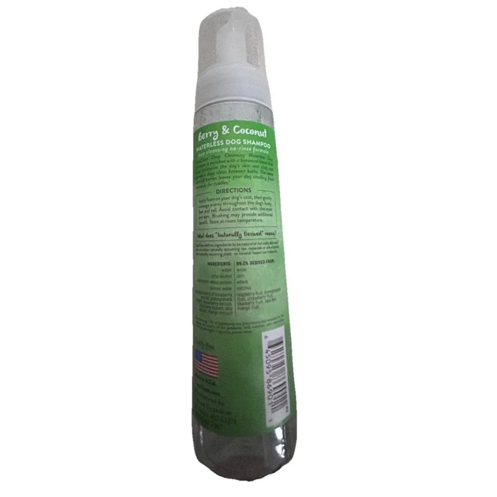TropiClean Waterless Dog Shampoo Deep Cleaning Berry & Coconut 7.4 oz/220ml~NEW